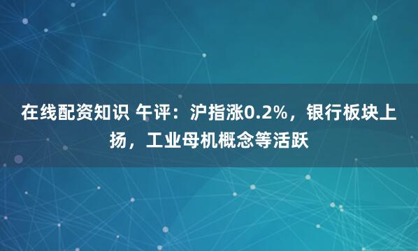 在线配资知识 午评：沪指涨0.2%，银行板块上扬，工业母机概念等活跃